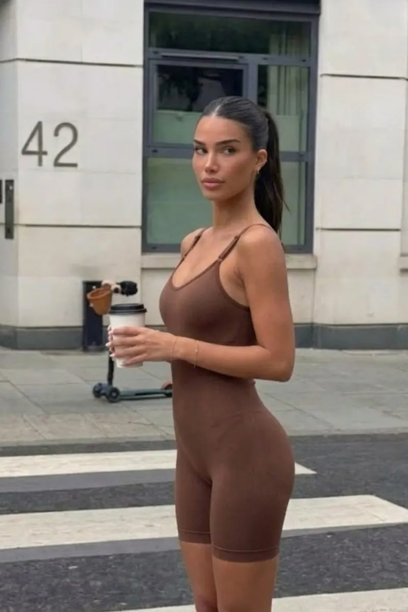 Kadın Sıkılaştırıcı Kahverengi Casual Esnek Body görseli