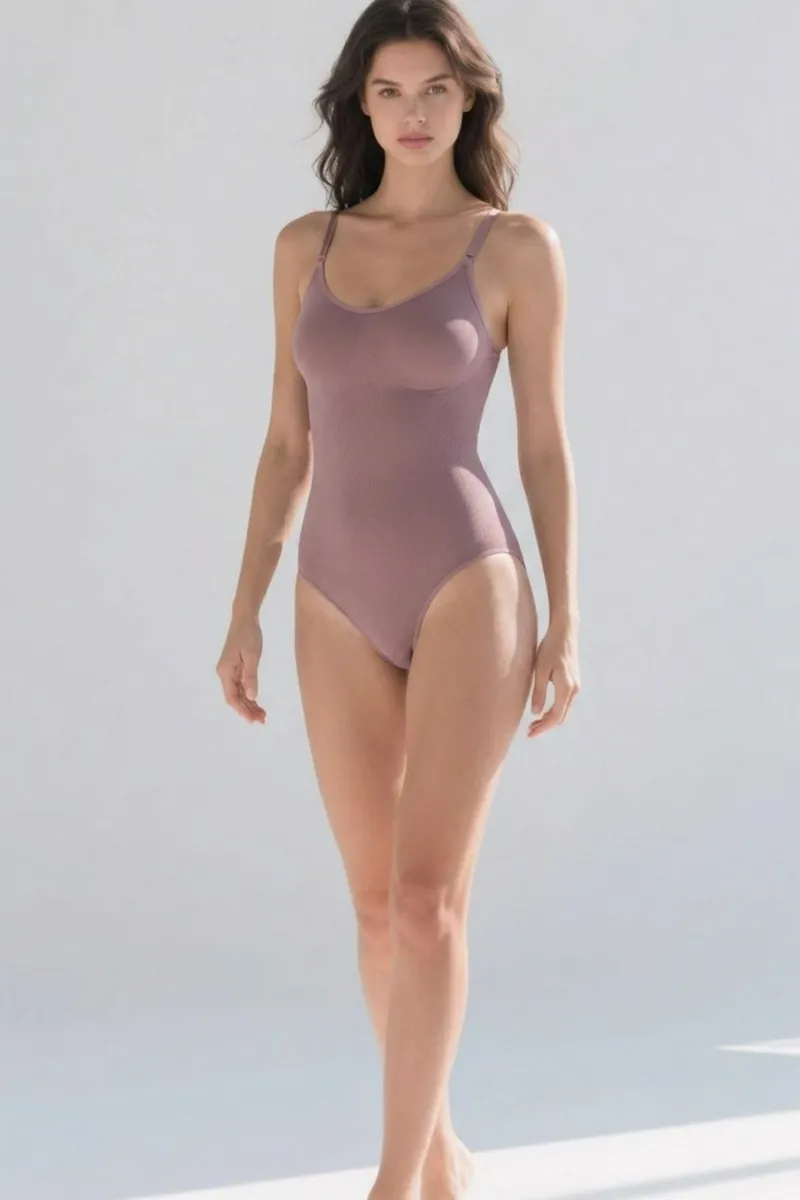 Kadın Poliamid Baskısız Sezonsuz Gül Kurusu Body