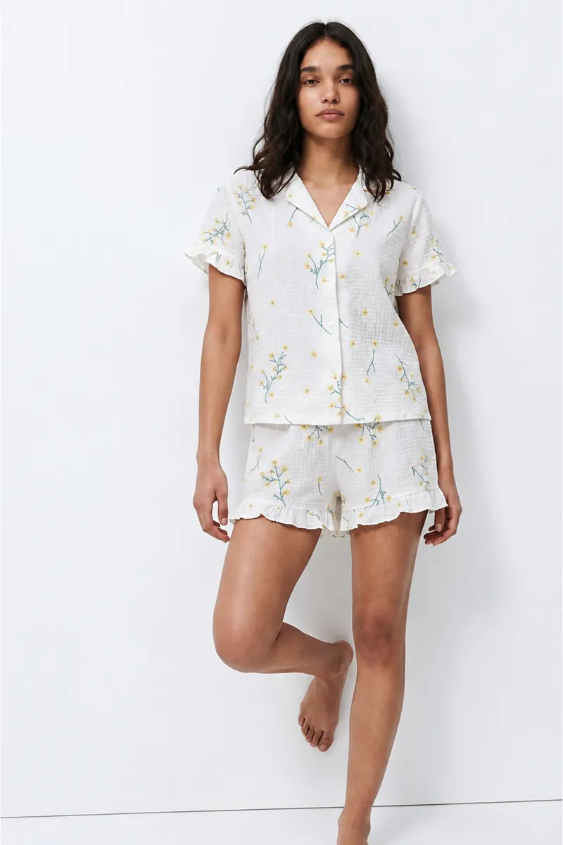 Kadın Desenli Trend Çok Renkli Pijama Takımı görseli