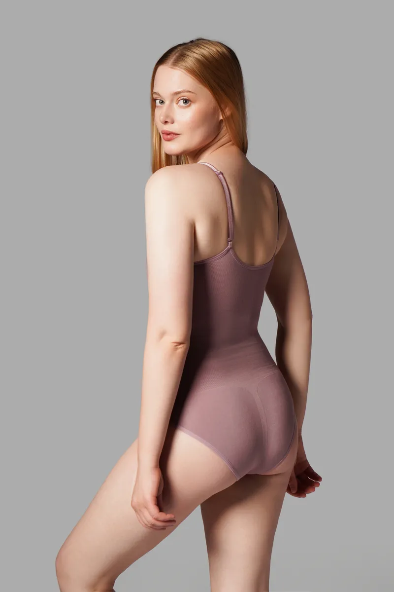 Seamless Zıbın Korse Çıtçıtlı Body 2 Beden İncelten Toparlayıcı Push Up Etkili Karın Bel Göbek Sıkılaştırıcı Kadın Body Korse 9051 Gül Kurusu görseli