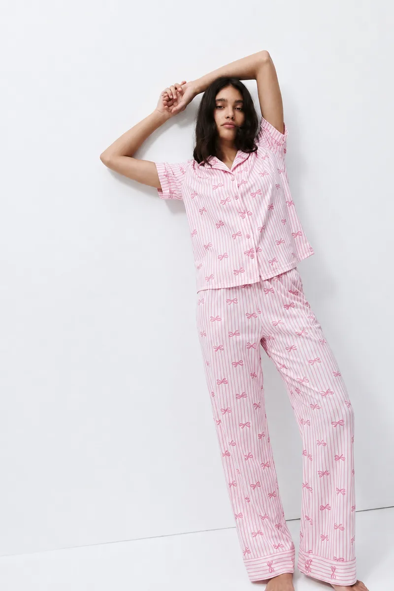 Standart Boy Elastanlı Pembe Pijama Takımı görseli