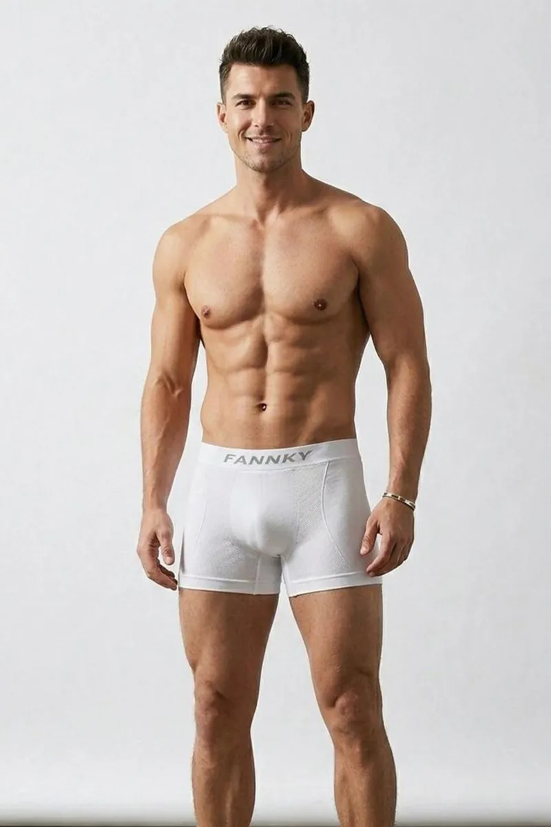 DİKİŞSİZ NEFES ALABİLEN RAHAT BOL KESİM ERKEK BOXER 2014 Beyaz görseli