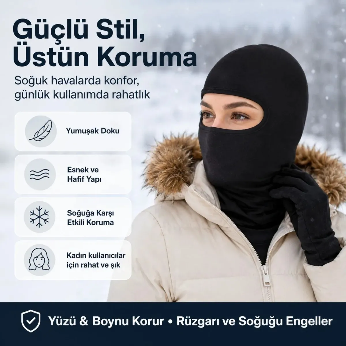 Unisex Siyah Balaklava Tek Beden | Viskoz Kask İçi Motosiklet Outdoor Maske görseli