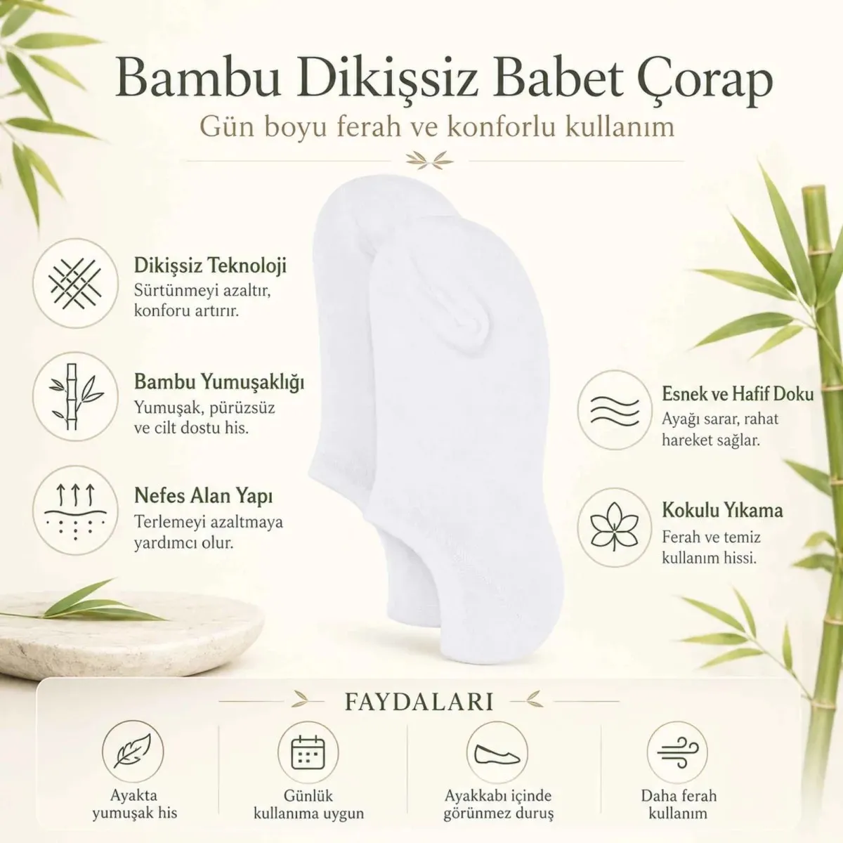 Erkek Bambu 12’li Dikişsiz Babet Çorap Siyah Beyaz Gri Görünmez Sneaker Çorap Nefes Alan Yumuşak görseli