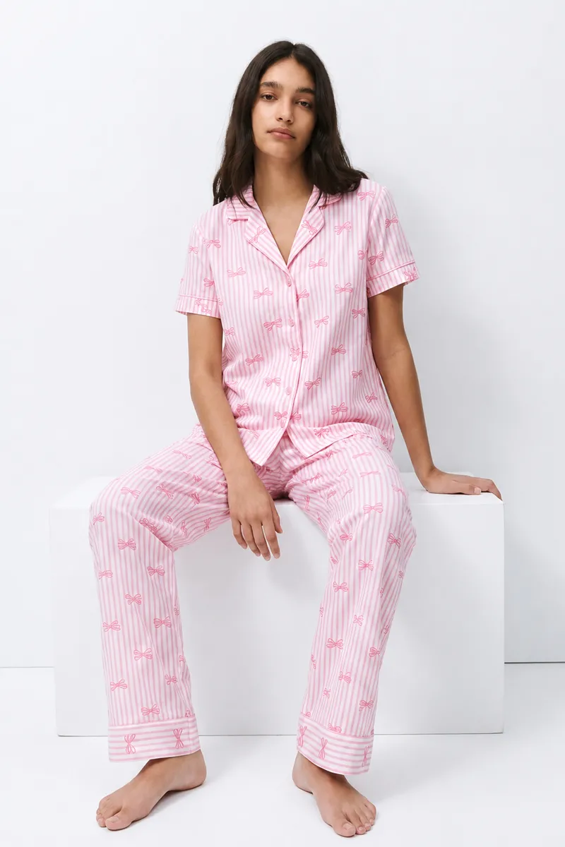 Standart Boy Elastanlı Pembe Pijama Takımı görseli