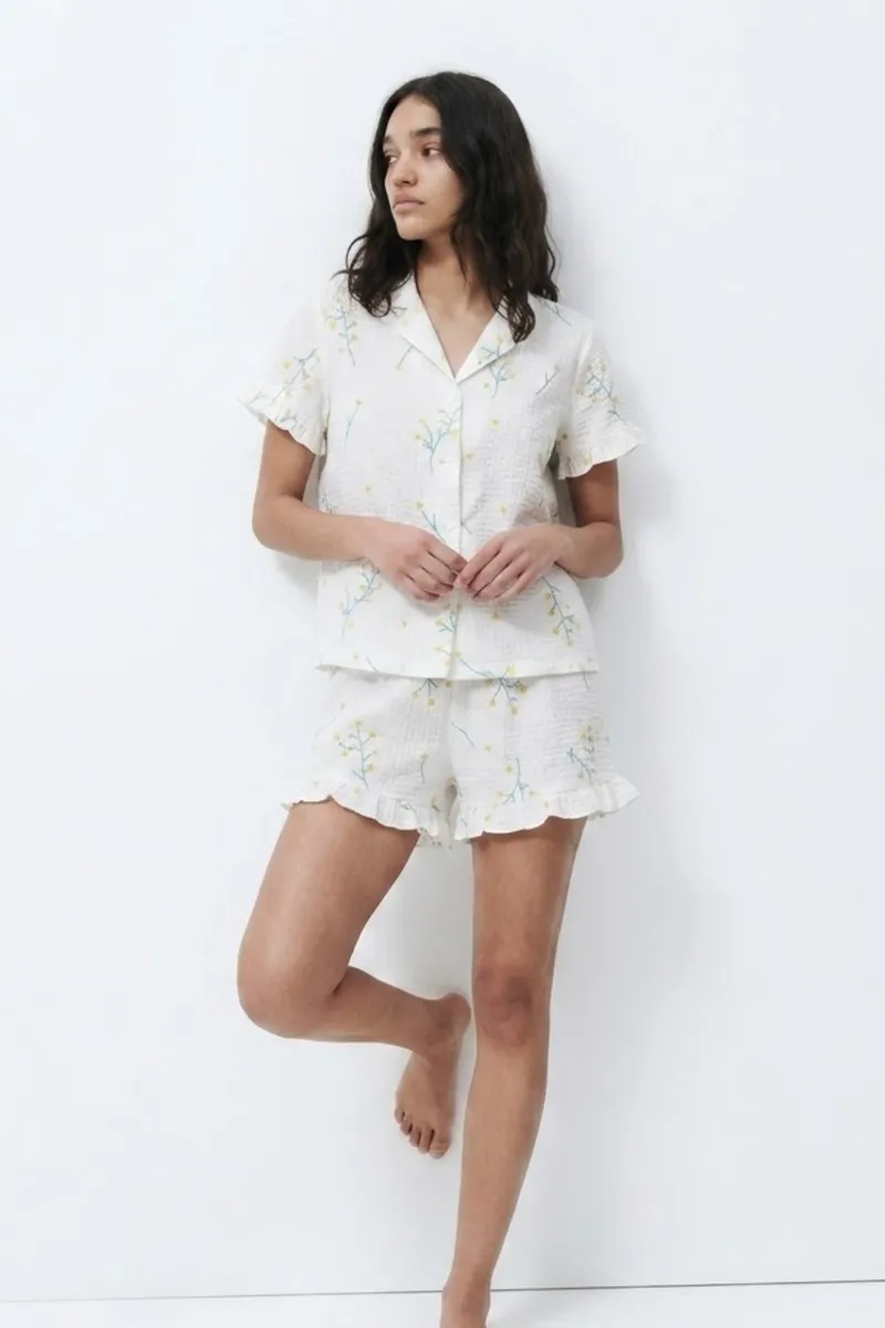 Kadın Desenli Trend Çok Renkli Pijama Takımı görseli