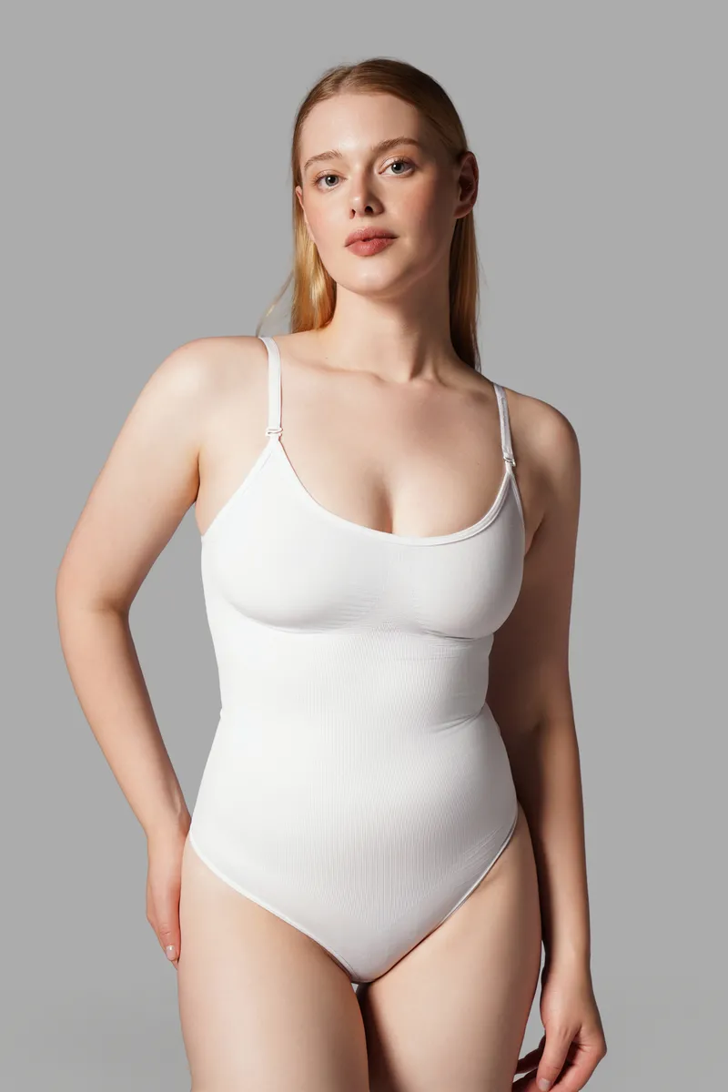 string zıbın sıkılaştırıcı toparlayıcı örme kumaş body 9052 Beyaz görseli