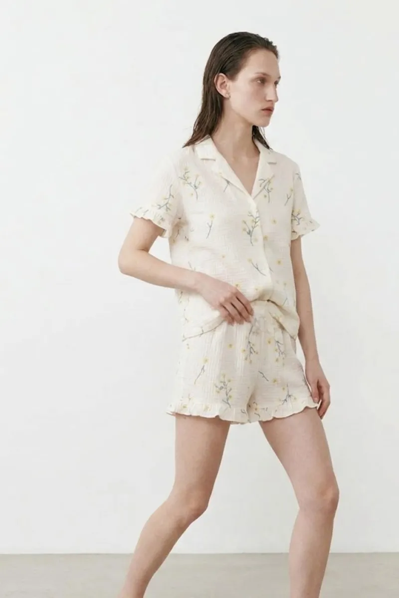 Kadın Relaxed Lastikli Çok Renkli Pijama Takımı görseli