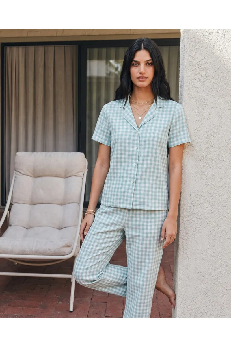 Viskon Karışım Homewear Su Yeşili Pijama Takımı görseli