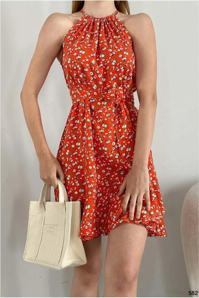 Kadın Elbise Halter Şık Yaka