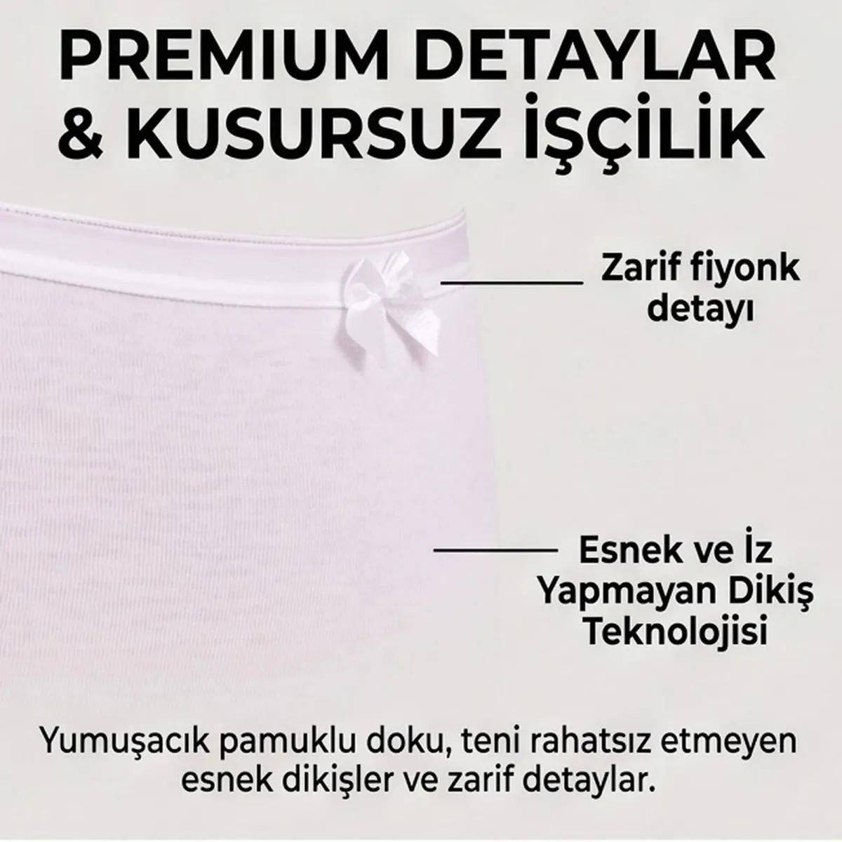 Kadın Pamuklu Düz Bato Külot Paket Siyah Beyaz Ten | Normal Bel Klasik Kesim Günlük İç Çamaşırı görseli
