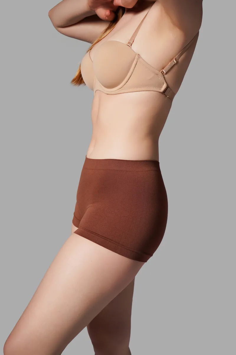 KADIN BOXER Toparlayıcı İz Yapmayan Seamless Örme BOXER 2001 Kahverengi görseli