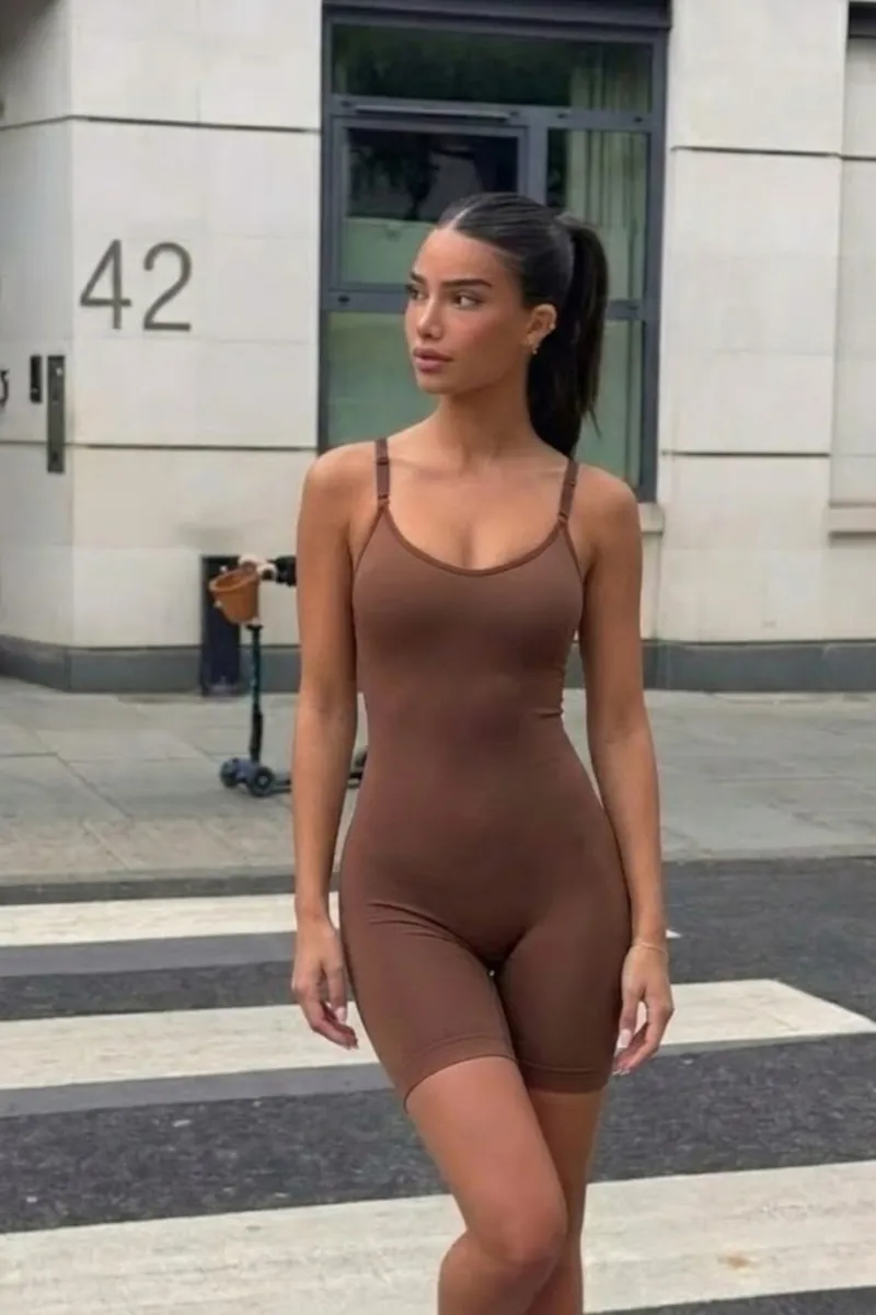 Kadın Sıkılaştırıcı Kahverengi Casual Esnek Body görseli