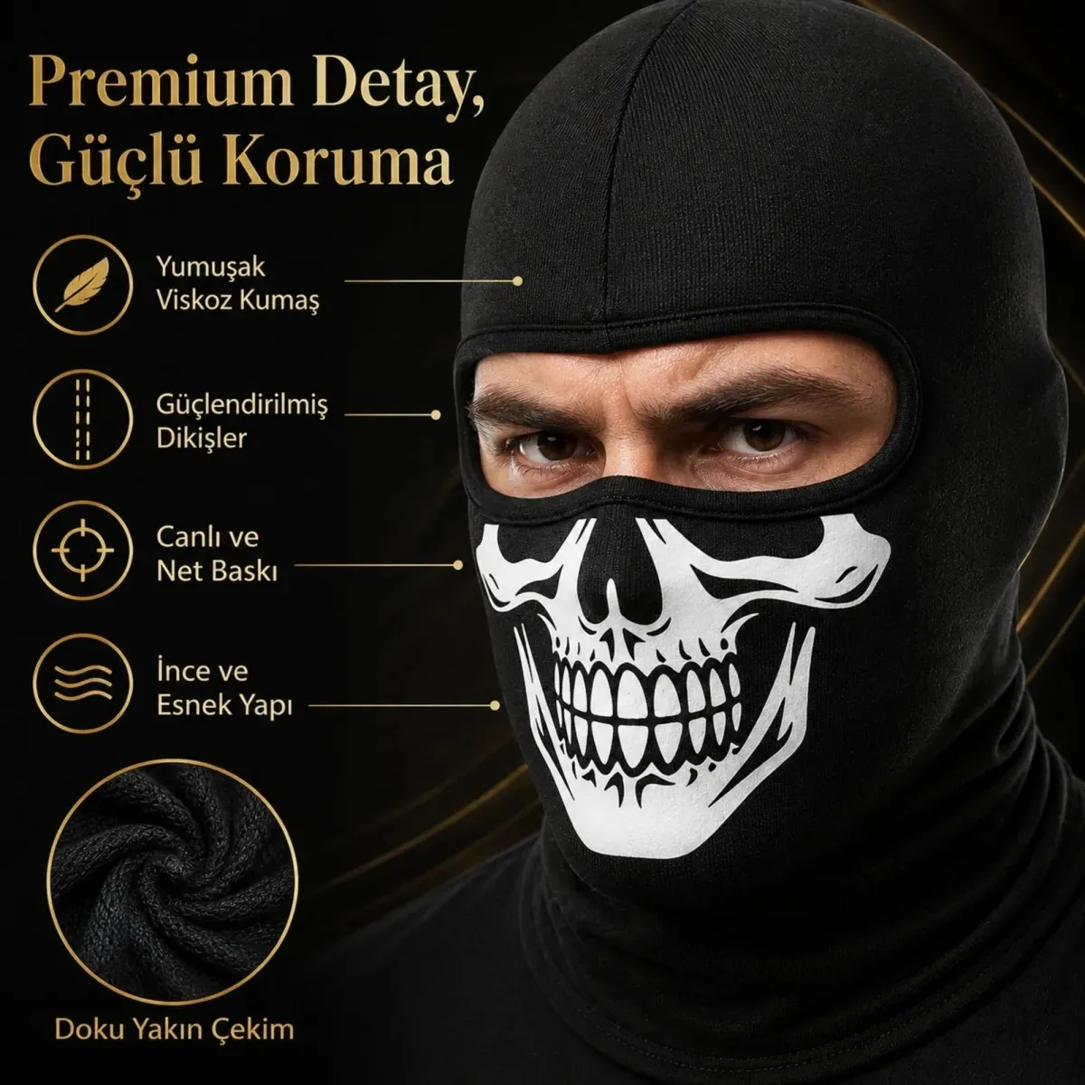 Unisex Kuru Kafa Baskılı Balaklava 1 Adet Tek Beden Viskoz Kask İçi Motosiklet Maskesi görseli