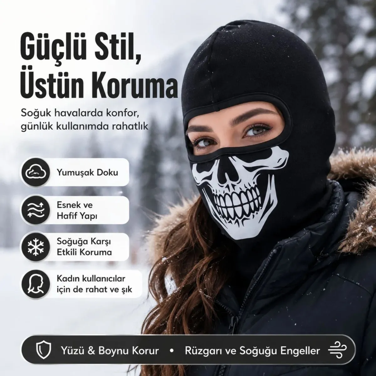 Unisex Kuru Kafa Baskılı Balaklava 1 Adet Tek Beden Viskoz Kask İçi Motosiklet Maskesi görseli
