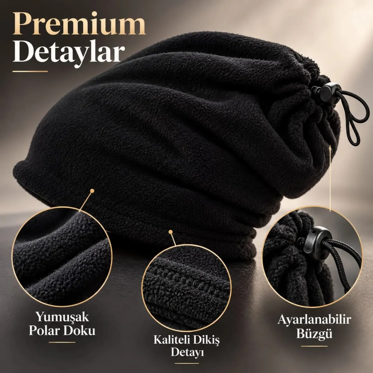 Unisex Polar Bere Boyunluk 2 Adet Seti 2'si 1 Arada Büzgülü Sıcak Tutan Kışlık Siyah Günlük Konforlu görseli
