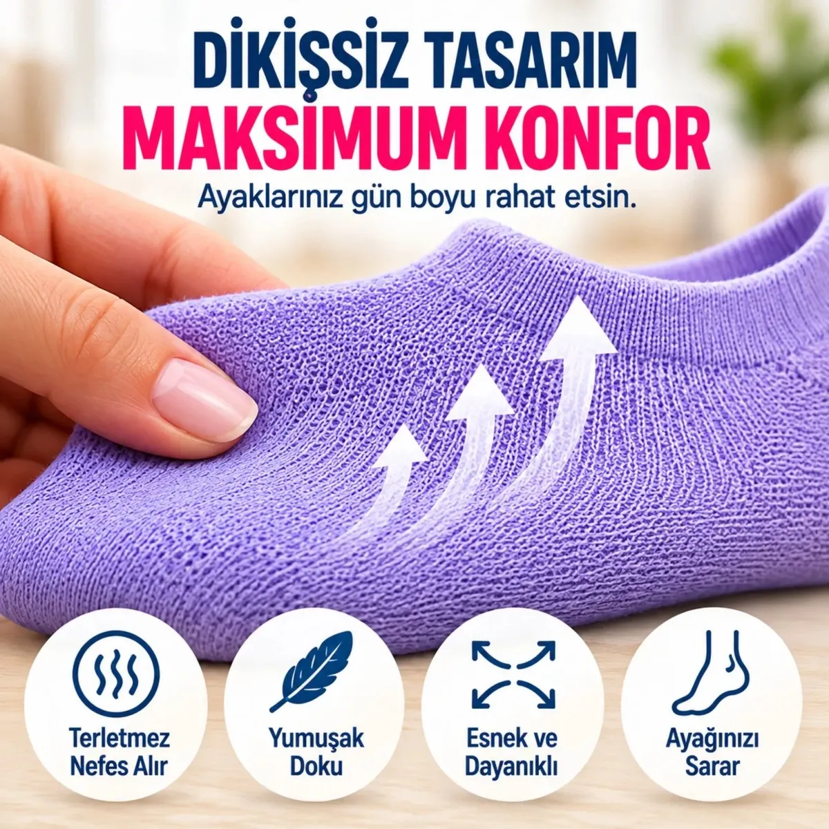 Kadın Yıkamalı Dikişsiz Patik Çorap 12'li Kutulu Set | Renkli Günlük Sneaker Çorabı Hediyelik Paket! görseli
