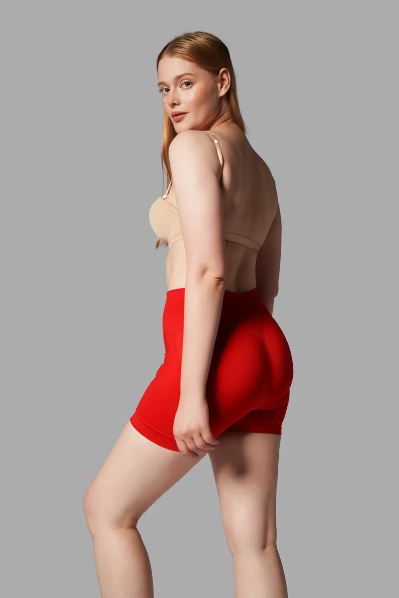 Push Up Seamless Dikişsiz Popo Şekillendirici Kısa Paçalı Korse 2064 Kırmızı görseli