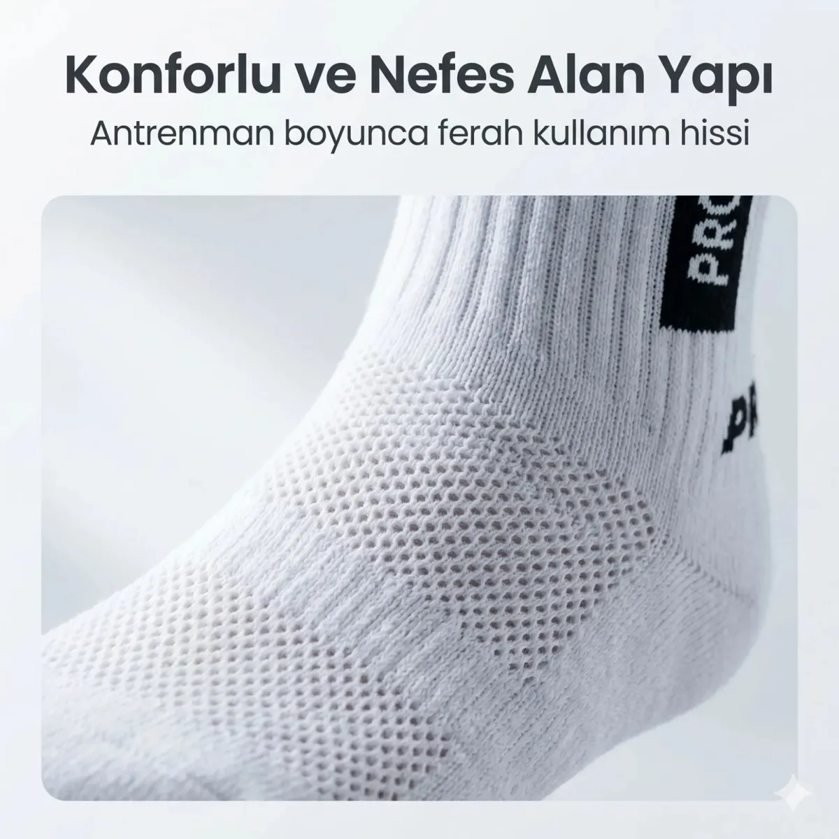 Kaydırmaz Spor Çorabı Beyaz | Nefes Alan, Bilek Destekli, Güçlü Tutuşlu Performans Çorabı görseli