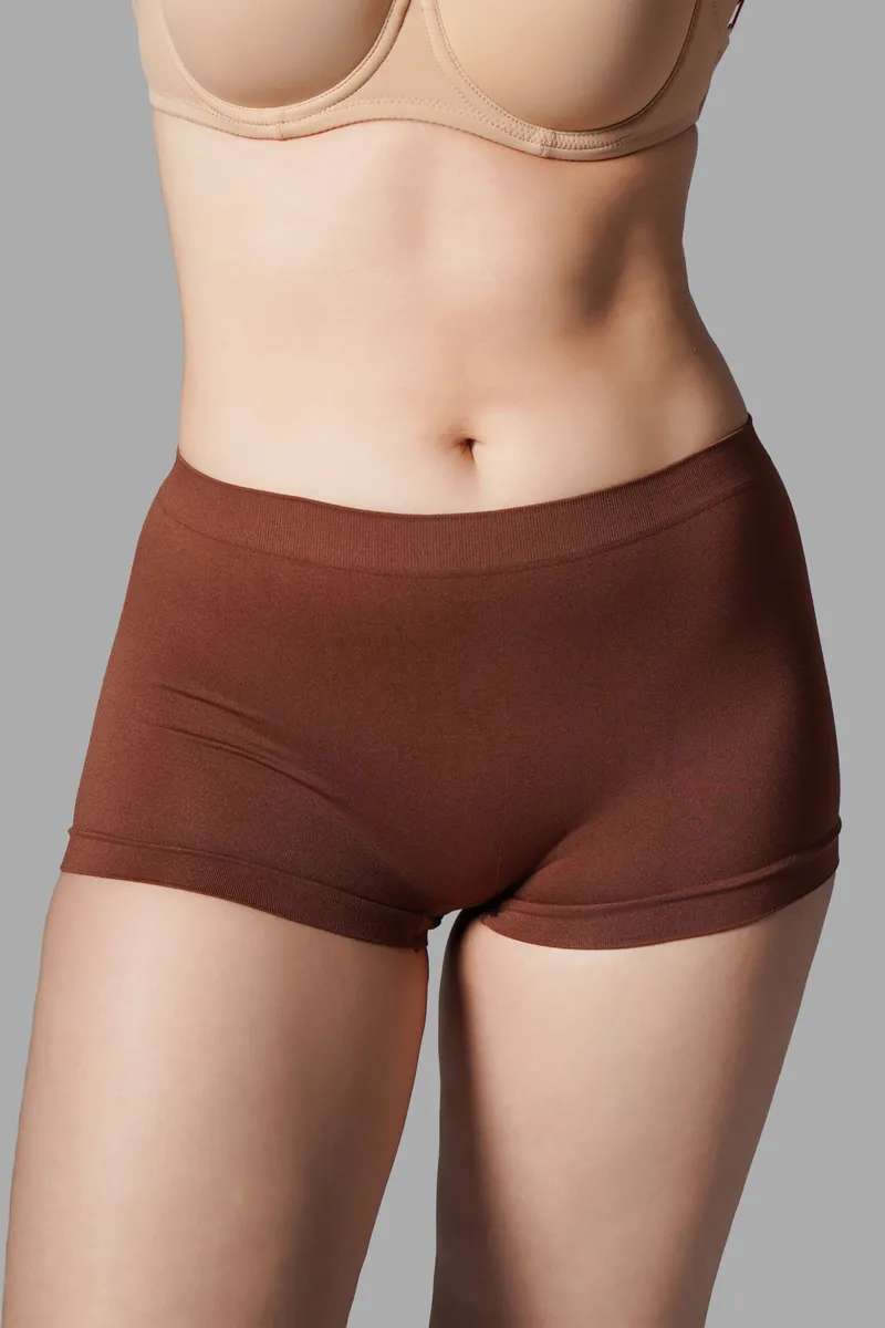 KADIN BOXER Toparlayıcı İz Yapmayan Seamless Örme BOXER 2001 Kahverengi görseli