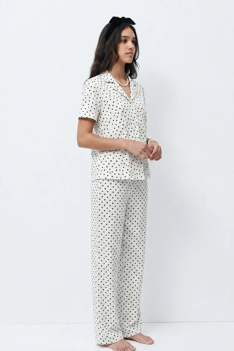 Standart Boy Elastanlı Kar Beyaz Pijama Takımı görseli