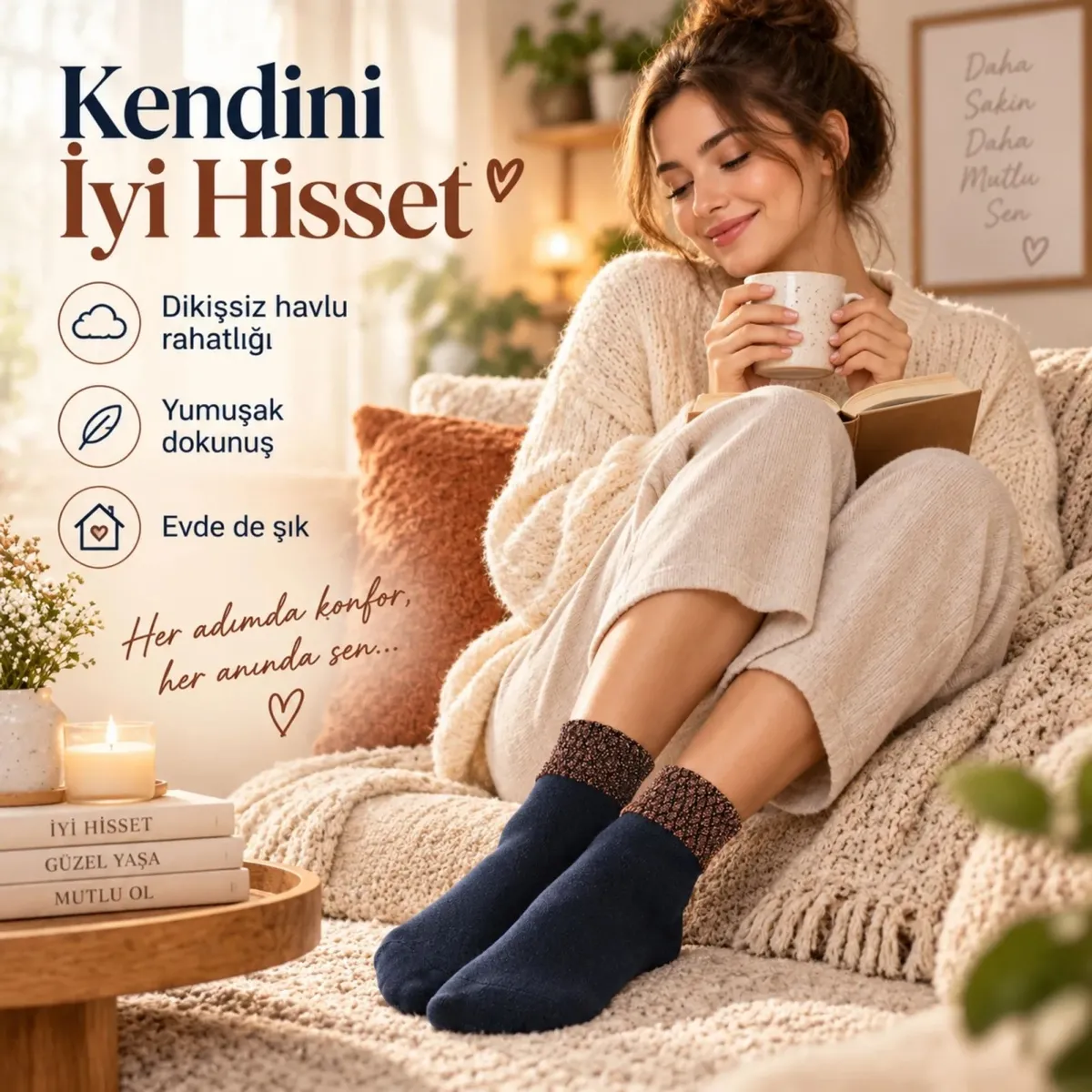 Kadın Simli 6'lı Bilek Patik Çorap | Dikişsiz Havlu Yapı, Yumuşak Konforlu Günlük Çorap görseli