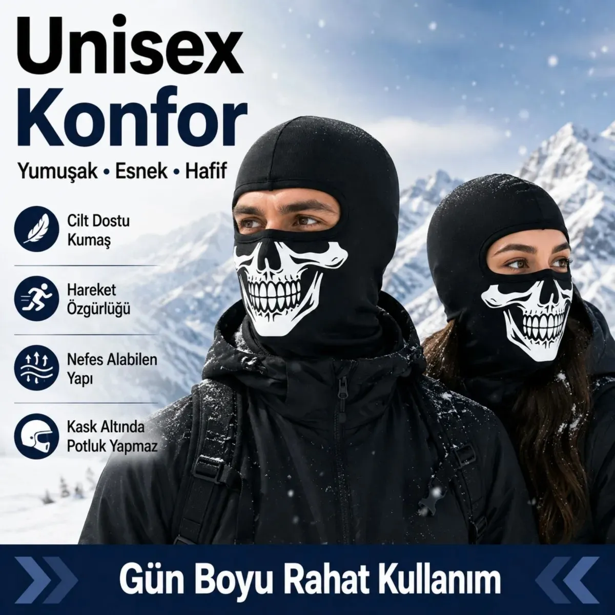 Unisex Kuru Kafa Baskılı Balaklava 1 Adet Tek Beden Viskoz Kask İçi Motosiklet Maskesi görseli