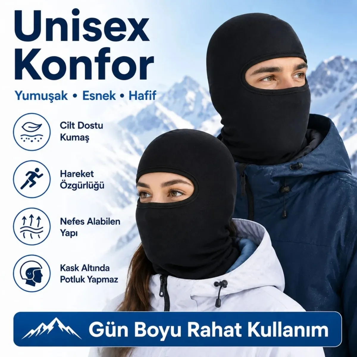 Unisex Siyah Balaklava Tek Beden | Viskoz Kask İçi Motosiklet Outdoor Maske görseli