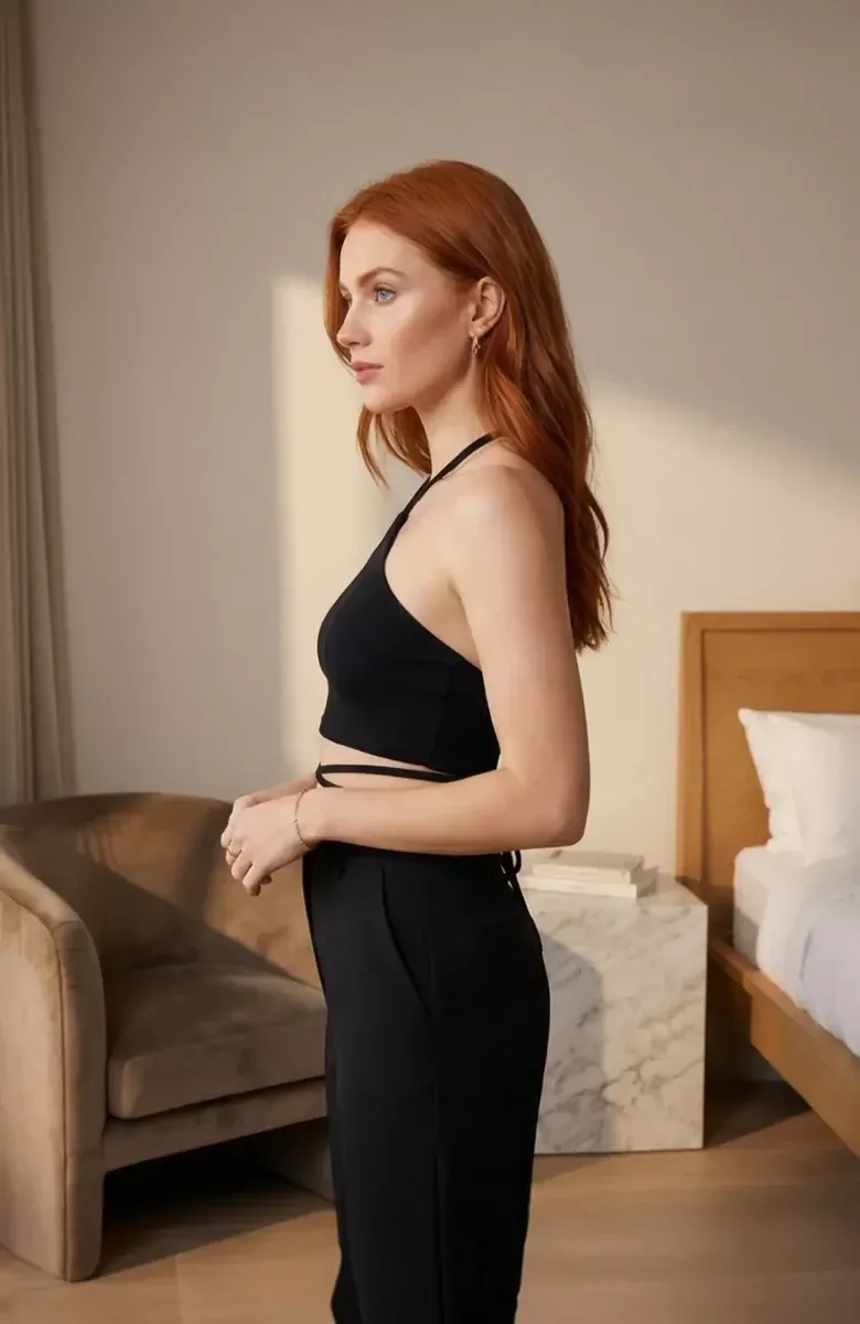 Kadın Siyah Sırtı Açık Boyundan Çapraz Bağlamalı Crop Top Bluz – Şık, Rahat ve Kolay Kombinlenebilir görseli
