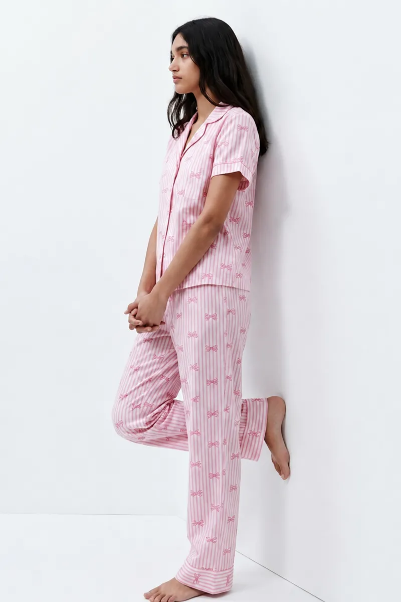 Standart Boy Elastanlı Pembe Pijama Takımı görseli