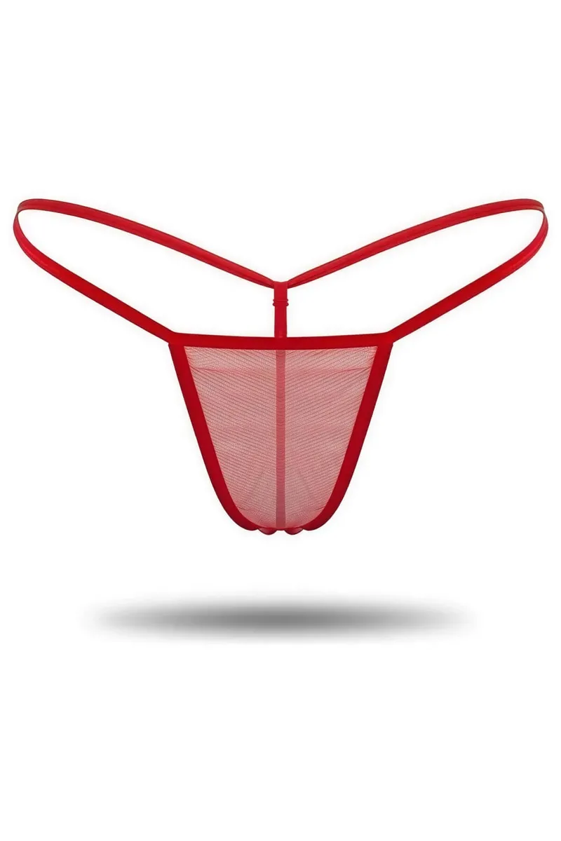 Kırmızı Transparan Tül String Tanga TM1115