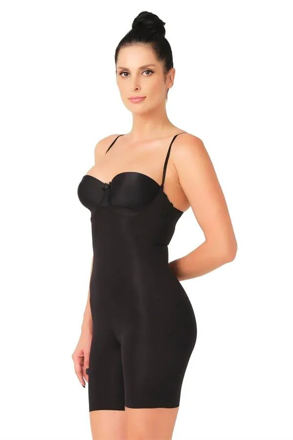 Siyah Lazer Kesim Göğsü Açık Boxer Body Korse görseli