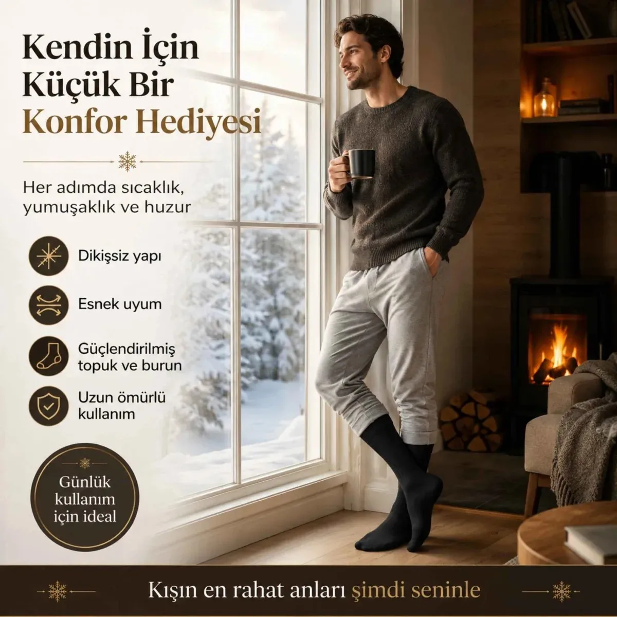 Erkek Siyah Kışlık Termal Havlu Çorap 12'li | Dikişsiz Esnek, Sıcak Tutan, Güçlü Topuk Burun görseli