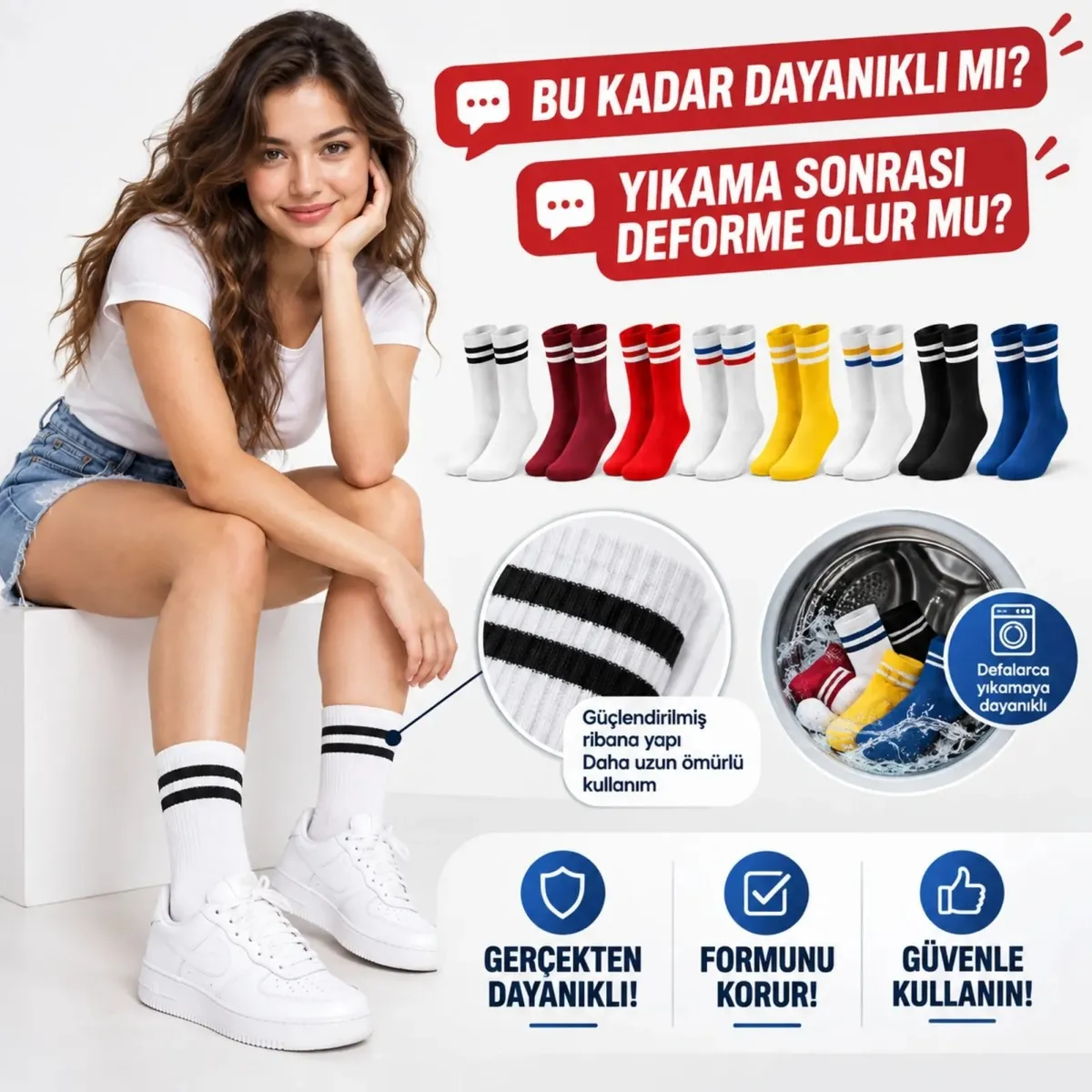 Unisex Renkli Çorap Çizgili 16'lı Set Uzun Soket Günlük Spor Kolej Stil Rahat Kadın Erkek Çorabı görseli