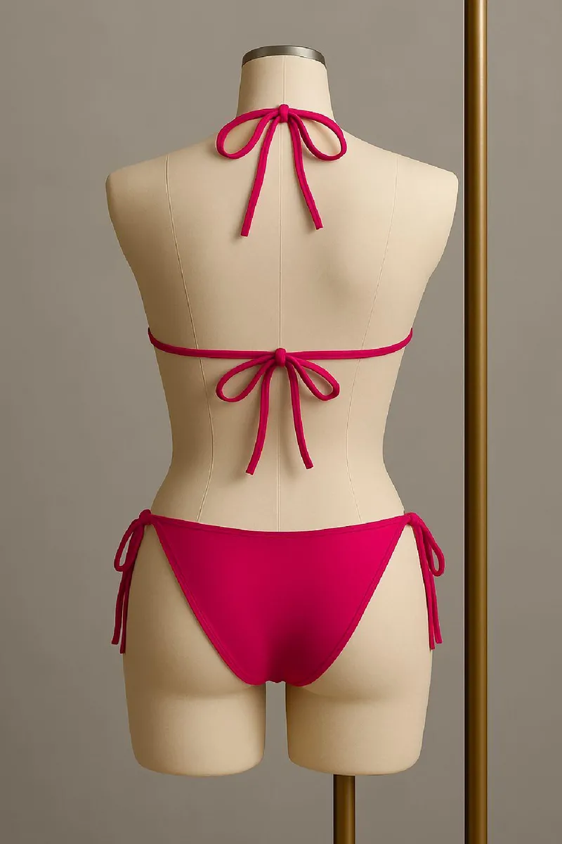 Kadın Fuşya Yandan Bağlamalı Bikini Mayo Takımı görseli