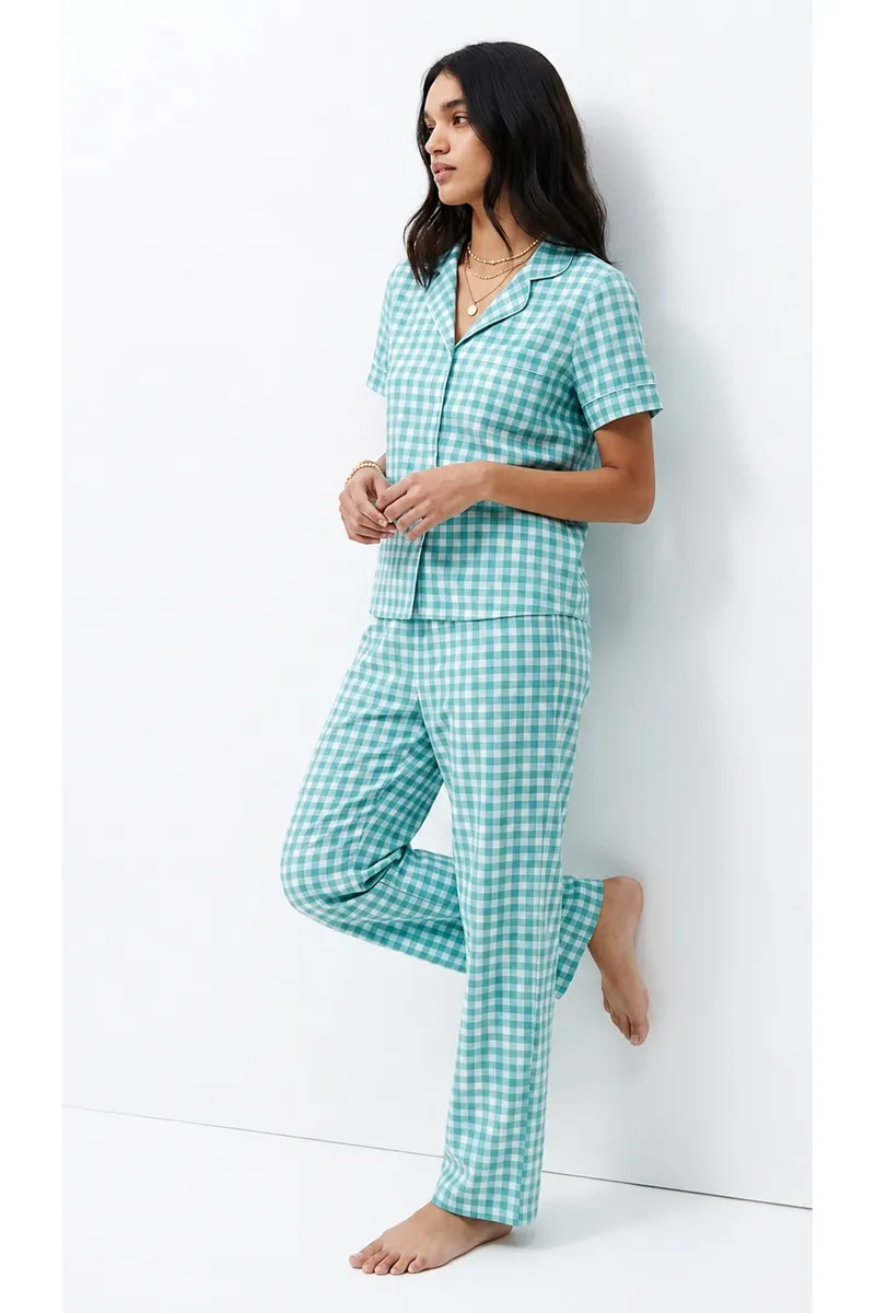 Standart Boy Elastanlı Su Yeşili Pijama Takımı görseli